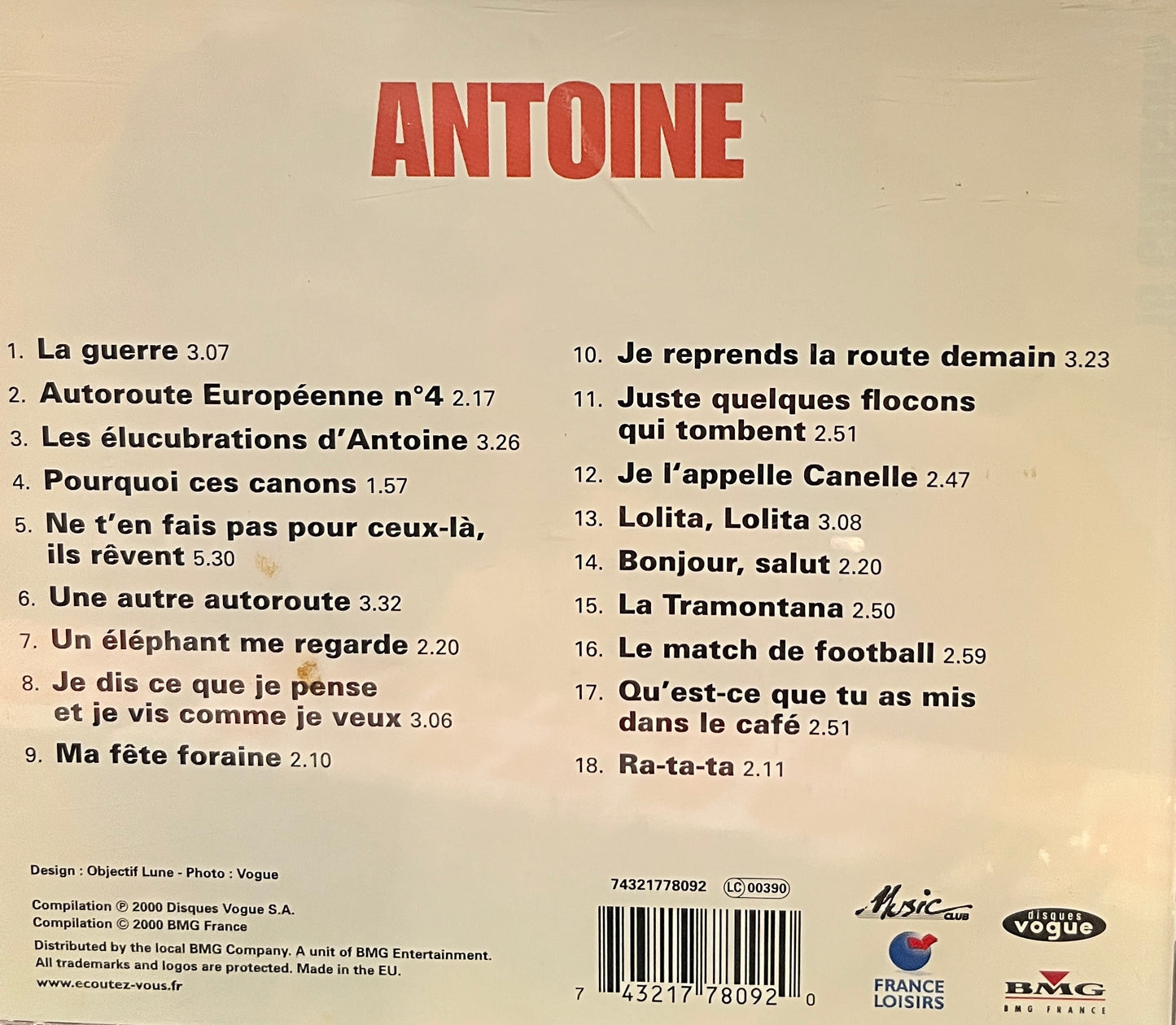 Antoine - 18 chansons