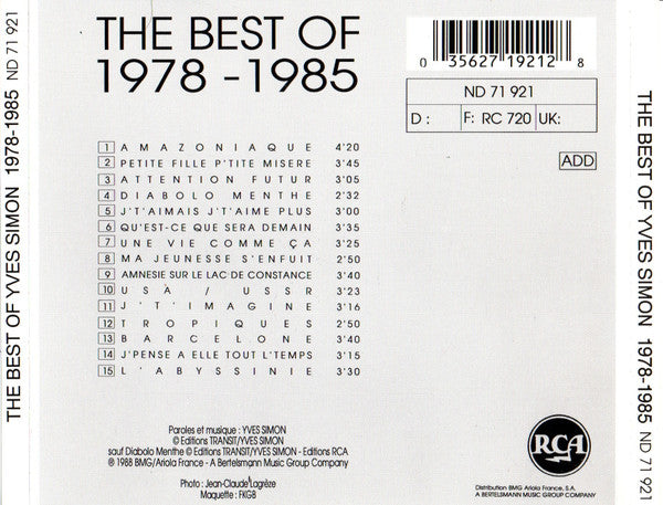 Yves Simon - The Best Of 1978-1985