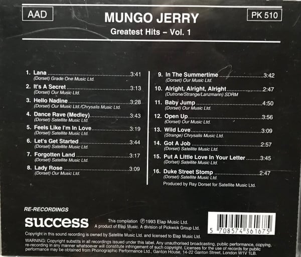Mungo Jerry - Greatest Hits - Vol. 1