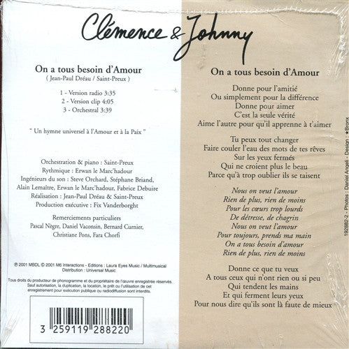 Clémence Et Johnny Hallyday - On A Tous Besoin D'Amour