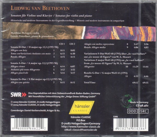 Ludwig van Beethoven / Matthias Metzger, Gerrit Zitterbart - Sonatas For Violin And Piano