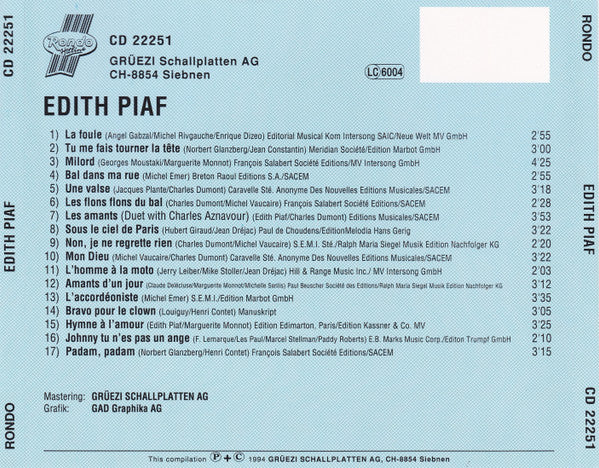 Edith Piaf - Greatest Hits