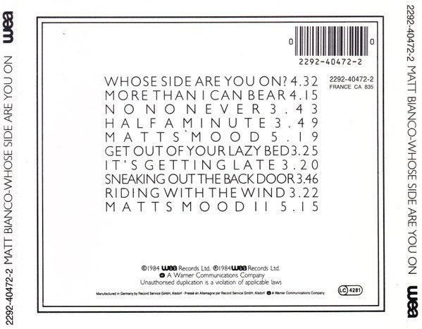 Matt Bianco - Whose Side Are You One