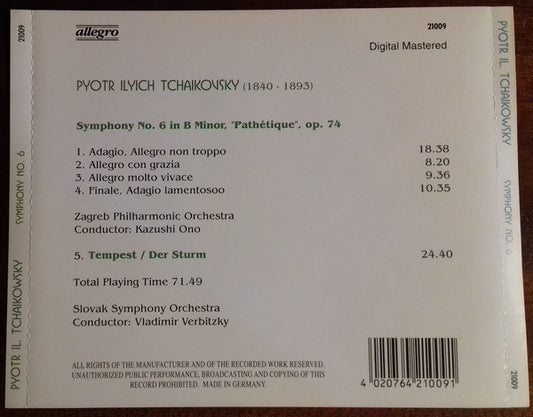 Pyotr Ilyich Tchaikovsky, Zagrebačka Filharmonija, Kazushi Ono - Symphony No. 6 / Pathetique