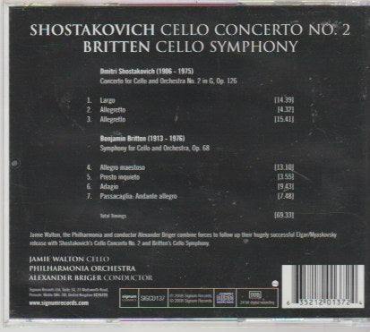 SHOSTAKOVICH, BRITTEN - Cello concerto no.2 / cello symphony