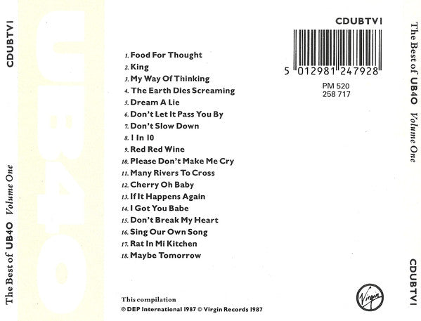 UB40 – The Best Of UB40 - Volume 1
