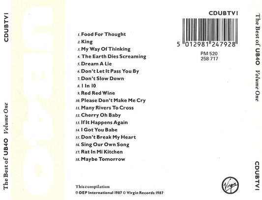 UB40 – The Best Of UB40 - Volume 1