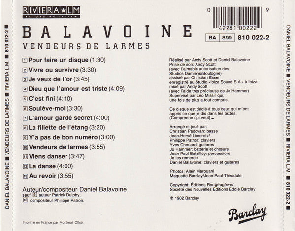 Daniel Balavoine - Vendeurs De Larmes