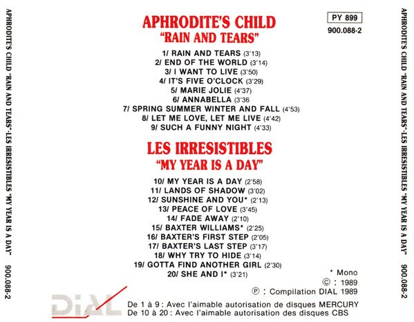 Aphrodite's Child - Les Irrésistibles Rain And Tears / My Year Is A Day