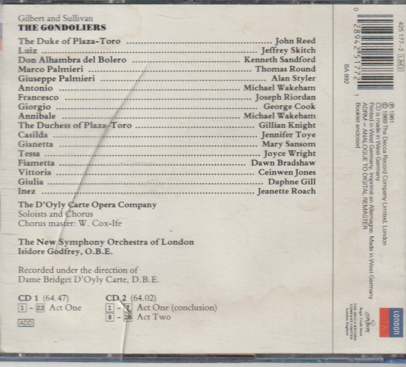 D'Oyly Carte Opera Company - The Gondoliers