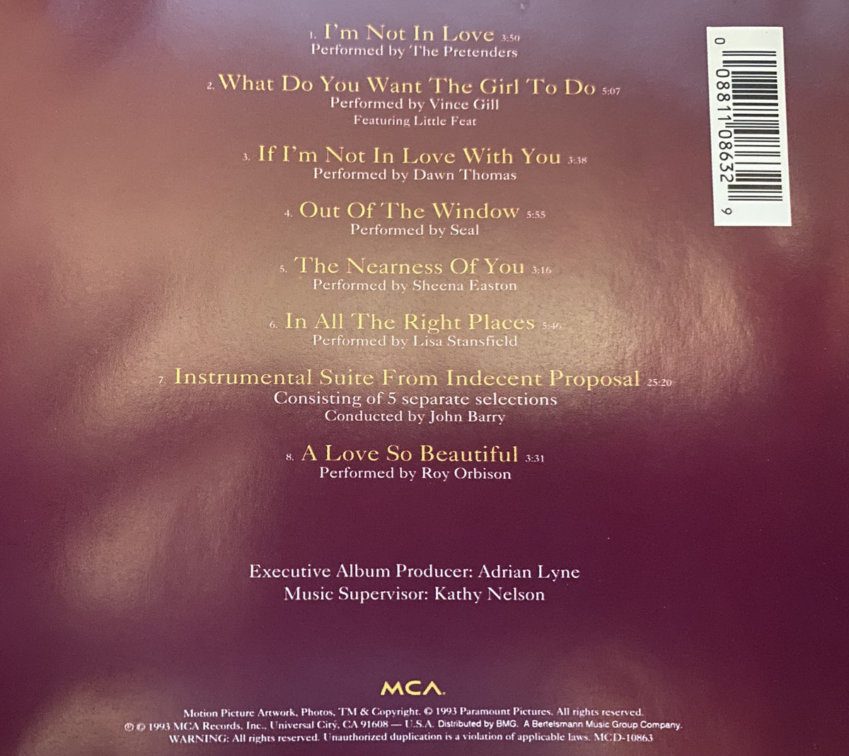 Indecent Proposal - (Music Taken From The Original Motion Picture Soundtrack)