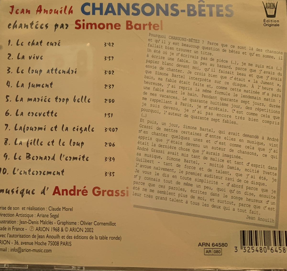 Simone Bartel - Jean Anouilh Chansons-bêtes