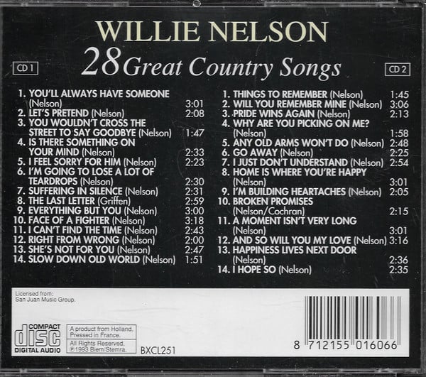 Willie Nelson - 28 great country songs