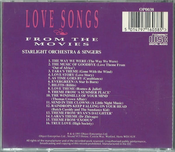 London Starlight Orchestra & Singers, The - Love Songs From The Movies
