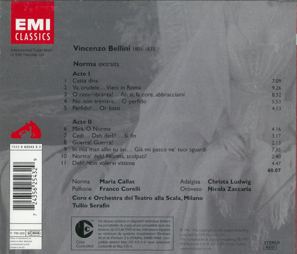 Vincenzo Bellini, Maria Callas, Franco Corelli, Christa Ludwig, Nicola Zaccaria, Orchestra Del Teatro Alla Scala, Coro Del Teatro Alla Scala, Tullio Serafin - Norma - Extraits