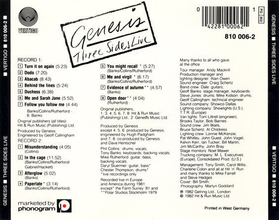 Genesis - Three Sides Live