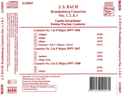 Johann Sebastian Bach - Capella Istropolitana, Bohdan Warchal - Brandenburg Concertos Nos. 1, 2 & 3