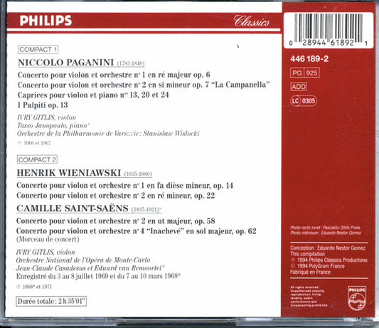 Ivry Gitlis - Paganini, Saint-Saëns, Wieniawski– L'Homme Au Violon - Concertos Pour Violon