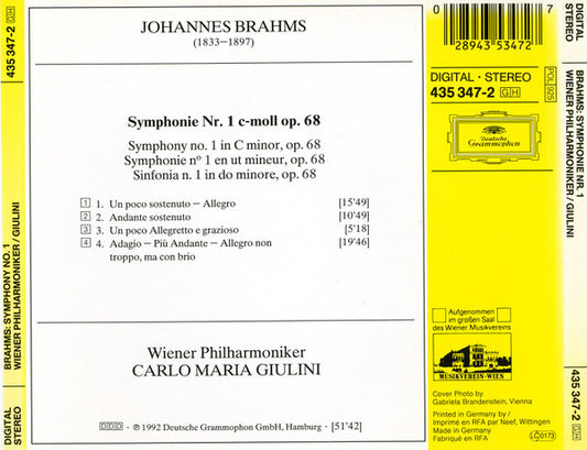 Johannes Brahms - Wiener Philharmoniker, Carlo Maria Giulini - Symphonie No.1