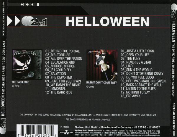 Helloween - The Dark Ride / Rabbit Don't Come Easy