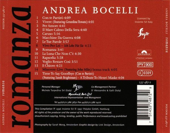 Andrea Bocelli - Romanza