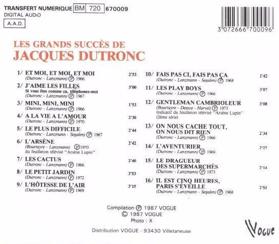 Jacques Dutronc – Les Grands Succès De Jacques Dutronc