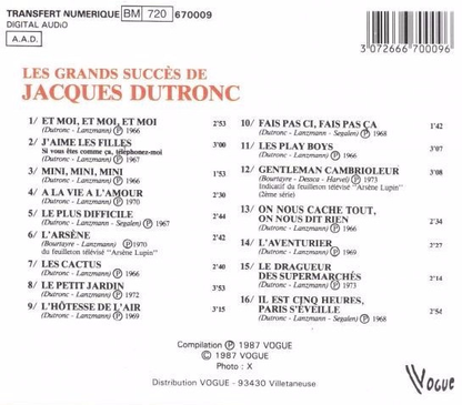 Jacques Dutronc – Les Grands Succès De Jacques Dutronc