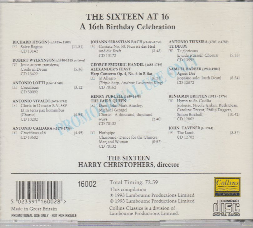 Harry Christophers, Sixteen, The - The Sixteen At 16: A Sixteenth Birthday Celebration