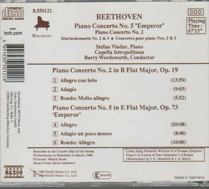Beethoven, Stefan Vladar, Capella Istropolitana, Barry Wordsworth – Piano Concerto No. 5 'Emperor' / Piano Concerto No. 2