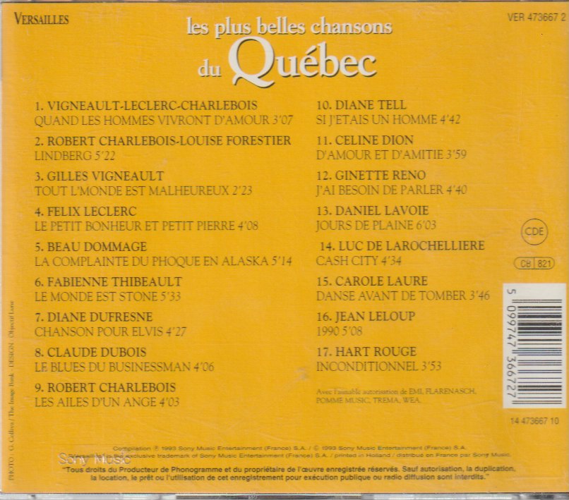 Les Plus Belles Chansons Du Québec